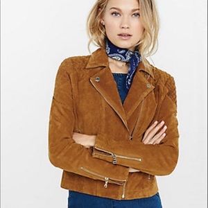 Express Genuine Suede Leather Moto Jacket